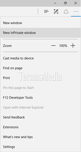 Menggunakan fitur InPrivate browsing di browser Microsoft Edge