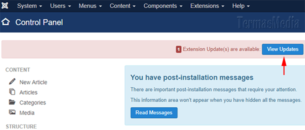 Cara memperbarui (update) ekstensi di CMS Joomla