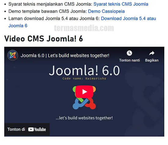 Video YouTube responsif dengan Bootstrap di CMS Joomla