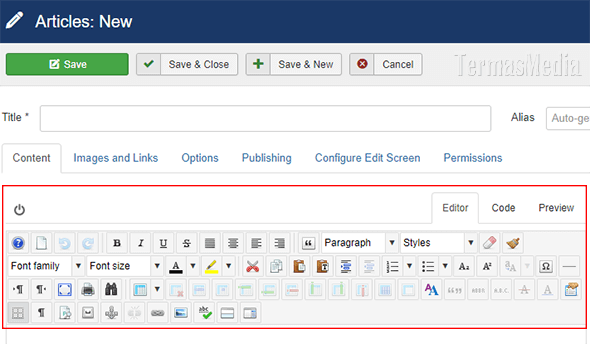 Cara mengganti editor default di CMS Joomla