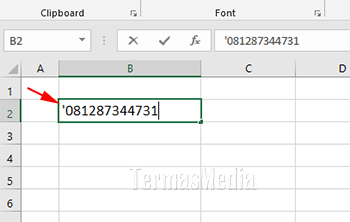 Cara menampilkan angka nol (0) di awal pada Microsoft Excel