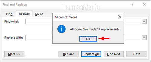 Mengubah spasi ganda ke spasi tunggal di dokumen Microsoft Word