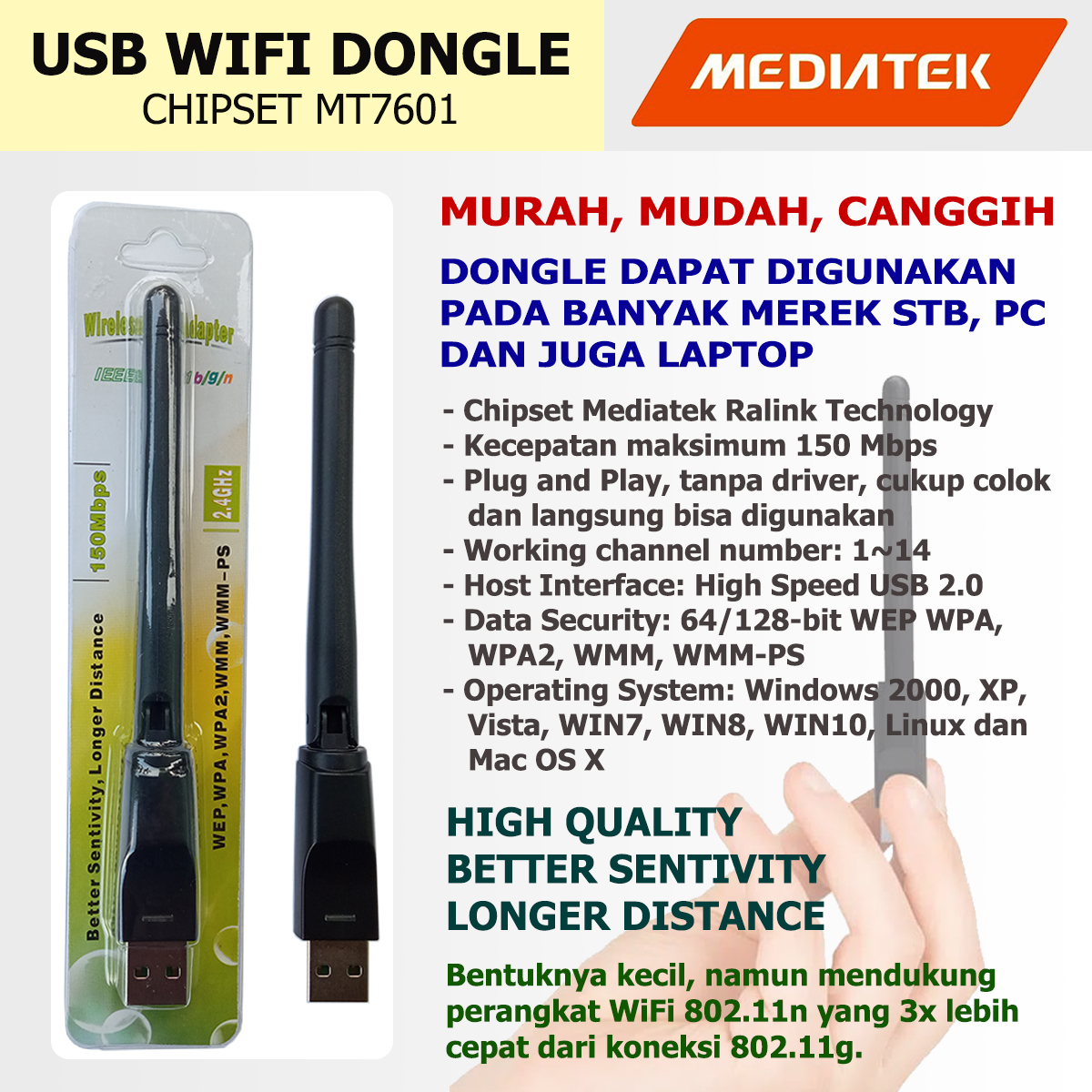 USB WiFi Dongle Chipset Mediatek Ralink MT7601