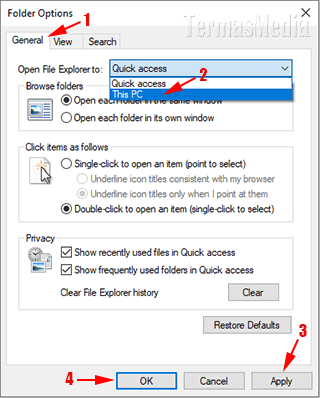 Cara mengubah folder default di File Explorer Windows 10