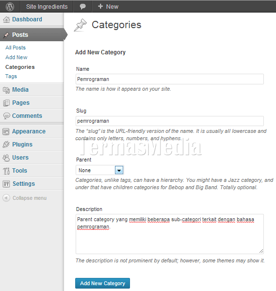 Membuat parent category dan sub-category di Wordpress