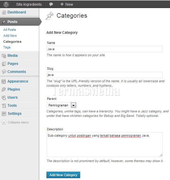 Membuat parent category dan sub-category di Wordpress